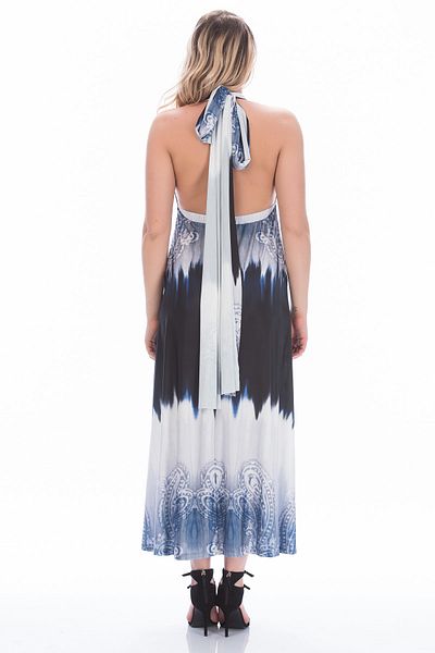 Şans Tekstil Rochie albastră cu model Tie-Dye pentru femei 87m20831 26a20831