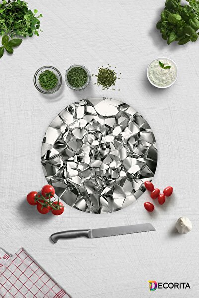 Decorita Silver Crystal |   Glass Cutting Board - Glass Cutting Board |   Diameter 32cm