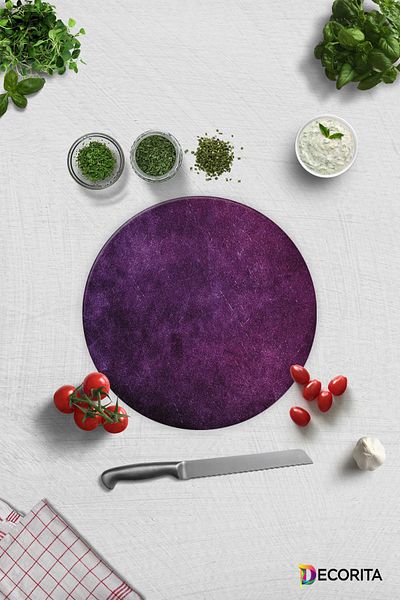 Decorita Purple Tissue |   Glass Cutting Board - Glass Cutting Board |   Diameter 32cm