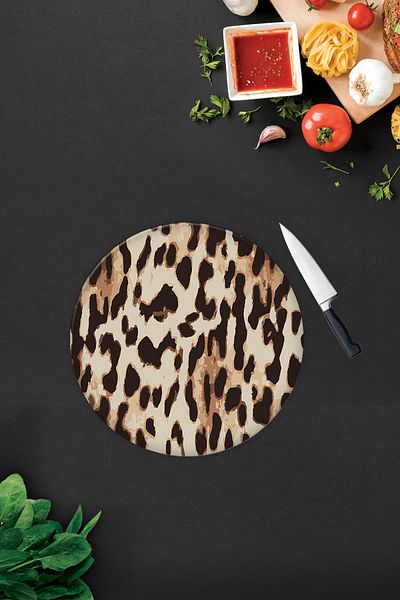 Decorita Leopard Pattern |   Glass Cutting Board - Glass Cutting Board |   Diameter 32cm