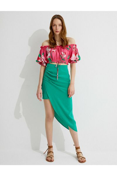 Koton Fustă verde pentru femei Skirtly Yours Styled By Melis Agazat Fustă asimetrică