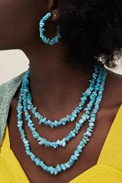 ESUSO قلادة نسائية على شكل صف من الحجر الطبيعي