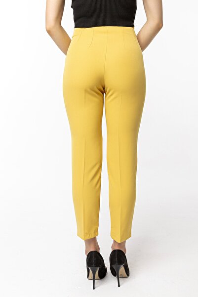 Swass High Waist Collared Yellow Women's Trousers