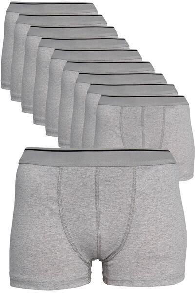 NACAR STORE Erkek Gri 10'lu Paket Likralı Pamuklu Boxer