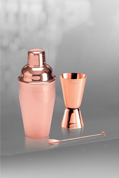 Zicco Copper Cocktail Preparation Set, Bar Set 3 Pieces