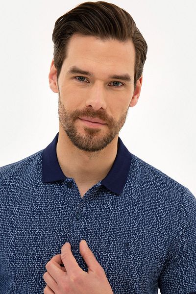 Pierre Cardin Μπλουζάκι Polo Neck Navy Blue Slim Fit
