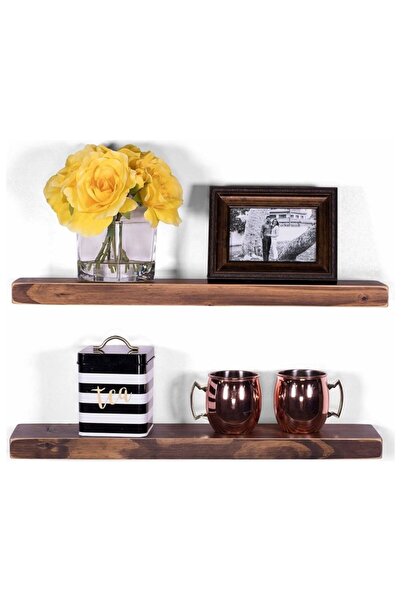 Genel Markalar Ahşap Masif Dekoratif 2'li Uçan Raf Kitaplık Çiçeklik Aksesuar...