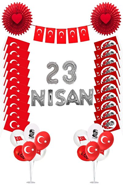 Happyland 23 Nisan Yazılı Bayraklı Balonlu Süsleme Seti M-dl8