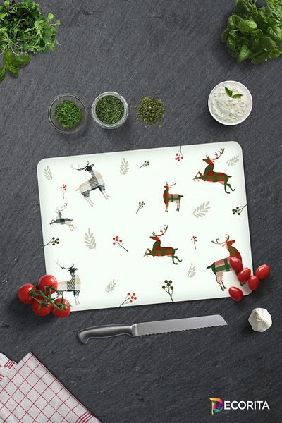 Decorita Forest Deers |   Glass Cutting Board - Glass Cutting Board |   30cm X 40cm