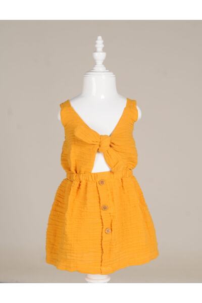 Kız Bebek Hardal Bürümcük Muslin Elbise