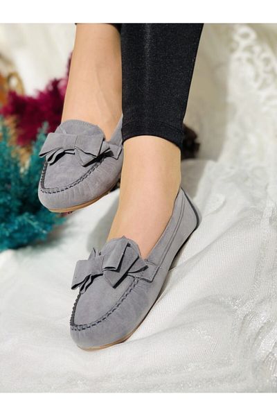 Gray shop suede flats