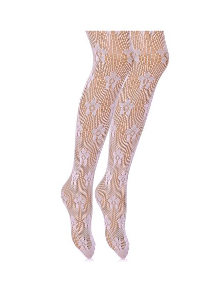 UNLIMITED LEGWEAR Minik Çiçek Desenli Dantel File Çocuk Külotlu Çorap