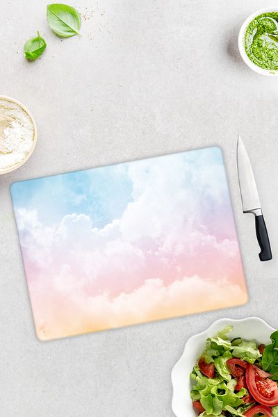 Decorita Colorful Clouds |   Glass Cutting Board - Glass Cutting Board |   30 cm X 40 cm