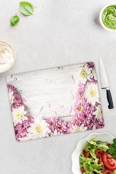 Decorita Pink Chrysanthemum |   Glass Cutting Board - Glass Cutting Board |   30 cm X 40 cm