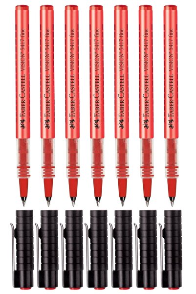 Faber Castell Kırmızı Vision 5417 Fine Roller Kalem 0.5 mm (7 Adet)