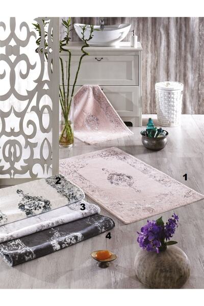 ZEBRACASA Σετ χαλιών από βαμβακερό υφαντό χαλί Karsten Επίπεδο: λευκό Μοτίβο: γκρι Νο:3