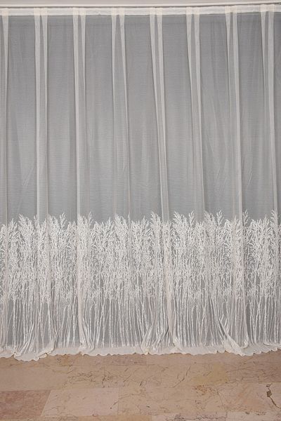 AKÇA TEKSTİL Cypress Pattern Cream Color Single Wing Ready Made Planted Pleated Background Curtain 300*260 Cm