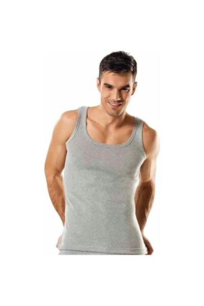 bejamonti Men's Gray 6-Pack Cotton Ribbed Athlete Undershirt