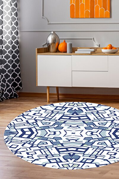 MODANOİVA Küçük Karelerden Yıldız Yapımı Desenli Kaymaz Taban Yıkanabilir Halı