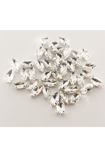 yiğit aksesuar 7x15(1.5 Cm) Shuttle Case Standing Glass Stone 100 Pieces White