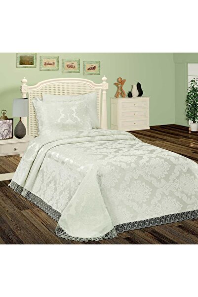 Prestij Home TEKSTİL FRANSIZ GÜPÜRLÜ TEK KİŞİLİK YATAK ÖRTÜSÜ - KREM