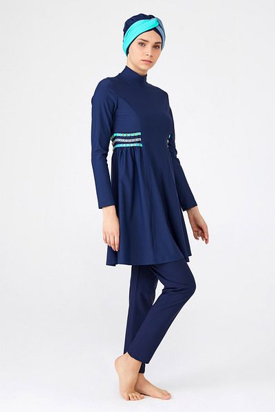Adasea Μαγιό Hijab με λεπτομέρεια αλυσίδας / Σκούρο Navy Blue