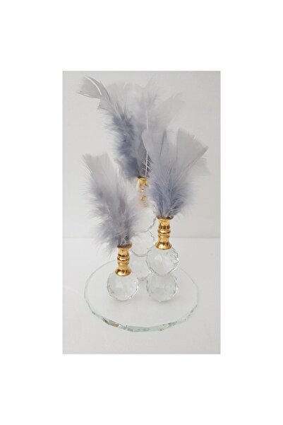 Huzur Party Store 100 Lü Gümüş Renkli Doğal Tüy Dekoratif Süsleme El Işi Hobi...