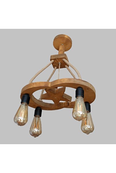 SİMETRİ AVİZE Ahşap Avize Ay Yıldız Türk