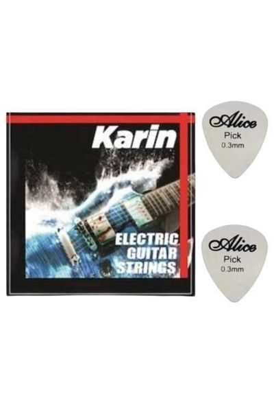 Karin Electric Guitar String Electric Guitar Strings + 2 Pieces Alice Stainless Steel Plectrums Stainless Steel Picks