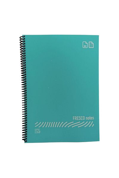 Gıpta Fresco A4 Plastic Cover 60 Sheets Checkered Spiral Notebook Turquoise
