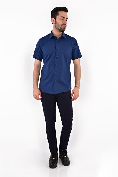 BZN Plain Short Sleeve Slim Fit Men's Shirt