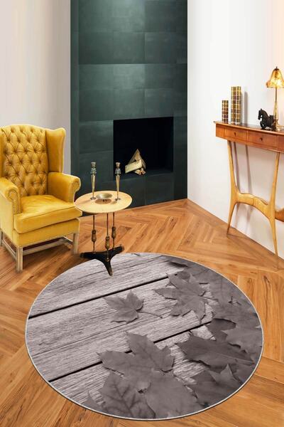 RugViva Kaymaz Tabanlı Makinede Yıkanabilir Çınar Yuvarlak Halı Ar412