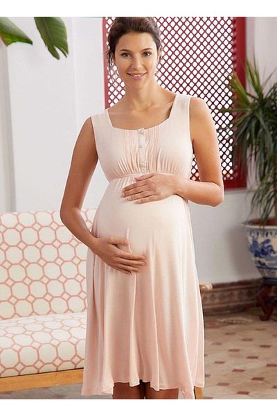 Eros Women's Ecru Maternity Nightgown Dressing Gown Set