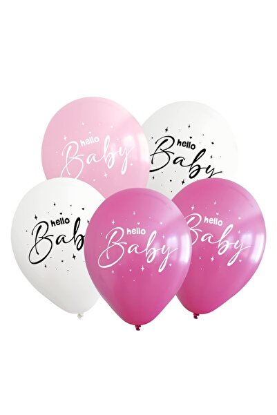 Kalisan بالون لاتكس وردي مطبوع من هالو بيبي 10 قطع