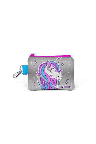 Coral High Kids Pink Silver Glitter Unicorn Pattern Coin Bag 21758