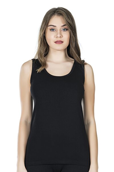 Derya Kurşun Чорна майка з декольте для жінок 175