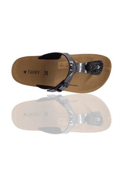 Twigy Tw Party Silvery 18 Black Women's Slippers