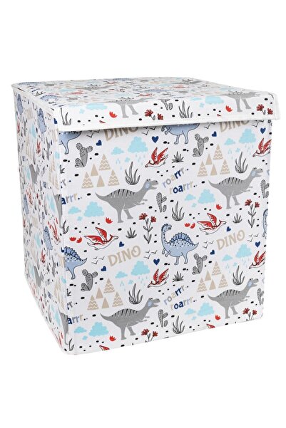 E-LİFE HOME Sevimli Lüks Kumaş Büyük Boy Kapaklı ,figürlü Oyuncak Çocuk Odası Kutusu Sepeti 40x40x45 Cm
