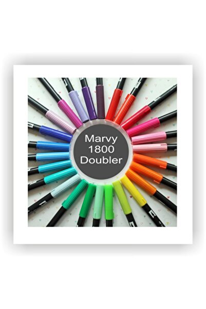 Marvy 1800 Doubler Çift Uçlu Bir Tarafı Fırça Kalem Bubblegum Pink 67