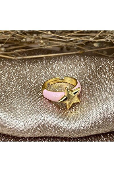 Markiz Takı خاتم نجمة وردي فاتح قابل للتعديل للنساء