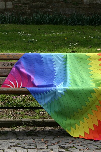 Enteka Design Renkli Mandala Desenli Yoga Piknik Koltuk Masa Plaj Duvar Örtüsü