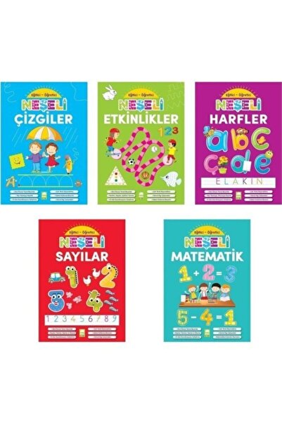 Ema Çocuk Eğitici-öğretici Neşeli Çizgiler + Etkinlikler + Harfler + Sayılar + Matematik Seti 5 Kitap