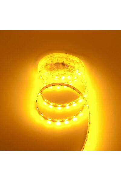 Sunlight Şerit Led 3 Çip 60 Led 12v 5m Trafolu Fişli Tak Çalıştır Amber