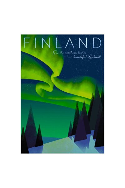 Vera Finland Finlandiya Kuzey Işıkları Buzdolabı Magneti 8x5,6 cm