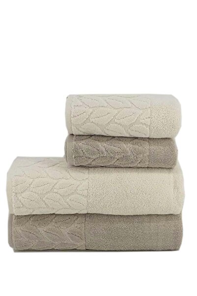 Romans Set prosoape de baie Hazal 4 piese crem/maro