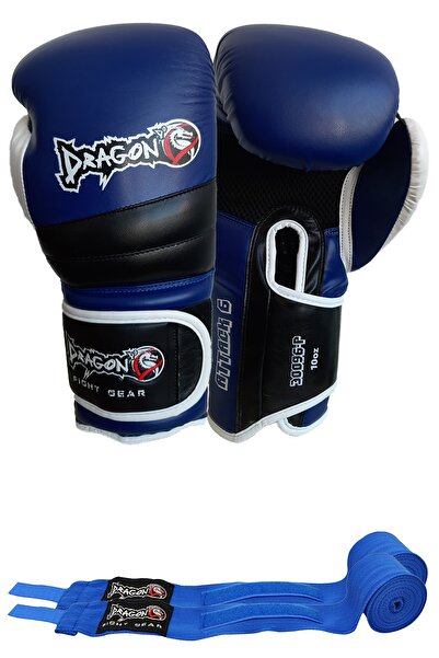 Dragondo Mavi Renk Attack 6 Boks Eldiveni Kick Boks Muay Thai Boks Eldiveni Ve Bandaj  2'li Set