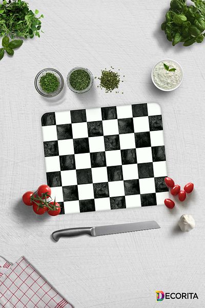 Decorita Checkered Pattern |   Glass Cutting Board - Glass Cutting Board |   29cm X 34cm