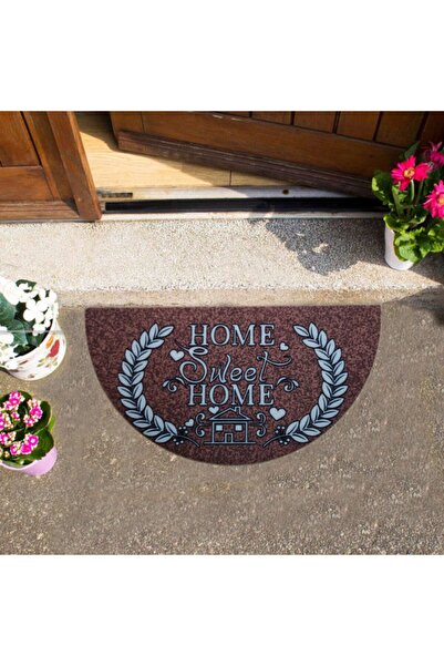 GizHome Boyalı/megan Kaymaz Taban Kapı Paspası Yarımay 40x75 Kahve Home Sweet...
