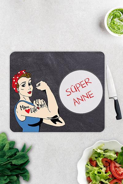 Decorita Super Mom| Blackboard Themed| Glass Cutting Board| 29cm x 34cm