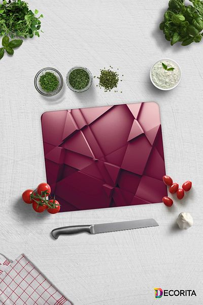 Decorita Noble Burgundy |   Glass Cutting Board - Glass Cutting Board |   29 cm X 34 cm